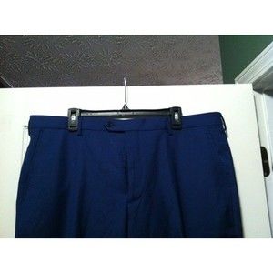 JOSEPH ABBOUD MEN'S NEW BLUE 100%WOOL FLAT FRONT DRESS PANTS SIZE: 40/UNHEMMED